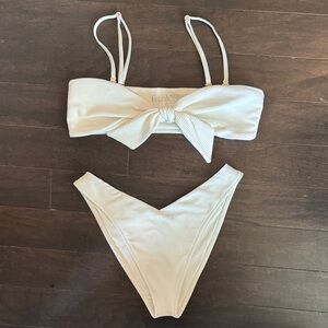 White Ribbed Bikini Set